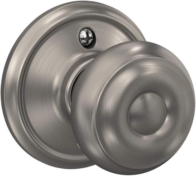 Schlage F10 GEO 619 Georgian Door Knob, Hall & Closet Passage Lock, Satin Nickel