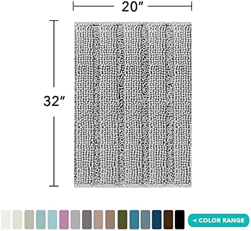 Turquoize Bathroom Rug 20"x32", Soft Absorbent Chenille Bath Rug, Dove