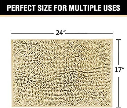 H.VERSAILTEX Bath Mat Bathroom Rug Bath Rugs for Bathroom Non Slip Bath Mats Extra Thick Chenille Rug 17" x 24" Absorbent Soft Shaggy Washable Dry Fast Plush Rugs for Bathtubs - Beige
