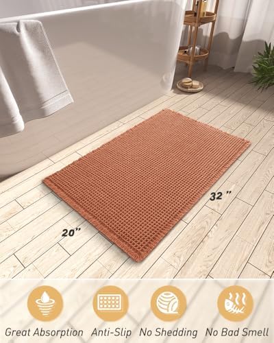 Upgraded Waffle Bath Mat Ultra Absorbent Non Slip Bathroom Mat, 20" x 32"