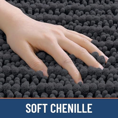 Smiry Bathroom Rugs 30X20, Extra Soft Rubber Backing Chenille Bath Mats