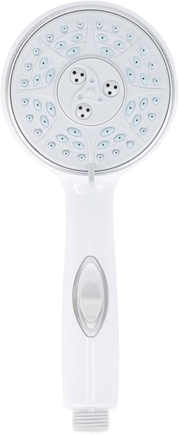 Camco RV Shower Head - Features Convenient On/Off Switch & 5 Different Spray Patterns - Designed to Conserve Potable Water - Simple to Clean w/Rubber Spray Tips - White (43711) | Conserves potable water, rubber tips for easy cleaning, 4 in diameter, 9 ...