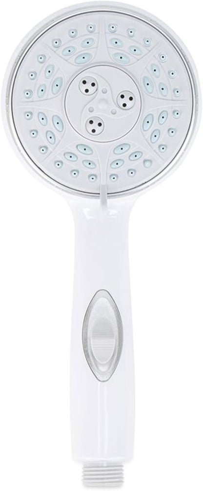 Camco RV Shower Head - Features Convenient On/Off Switch & 5 Different Spray Patterns - Designed to Conserve Potable Water - Simple to Clean w/Rubber Spray Tips - White (43711) | Conserves potable water, rubber tips for easy cleaning, 4 in diameter, 9 ...
