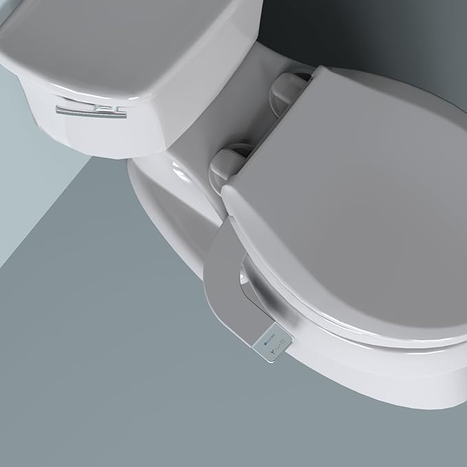 Brondell Bidet - Thinline SimpleSpa SS-150 Fresh Water Spray Non-Electric Bidet Toilet Attachment in White with Self Cleaning Nozzle and SafeCore Internal Valve