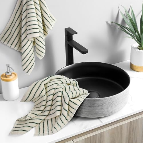 Jacquotha Green Striped Hand Towels for Kitchen, Vintage Bathroom Decor