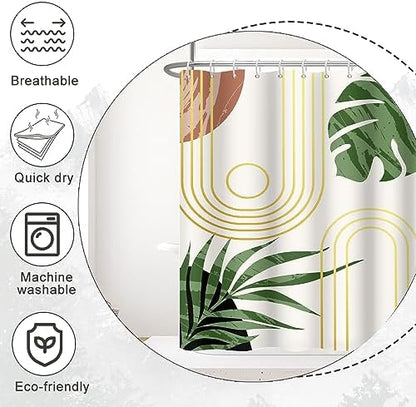 Boho Sage Green Shower Curtain for Bathroom 72x96 Inch