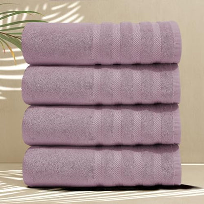 Hearth & Harbor Bath Towels for Bathroom - 100% Ring Spun Cotton Luxury Bathroom Towels - Soft & Highly Absorbent 4 Bath Towels, Dusty Purple