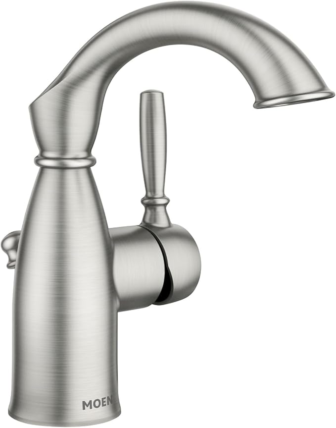 Moen Sarona Spot Resist Brushed Nickel One-Handle Single Hole Rustic Farmhouse Bathroom Sink Faucet with Optional Deckplate, 84144SRN