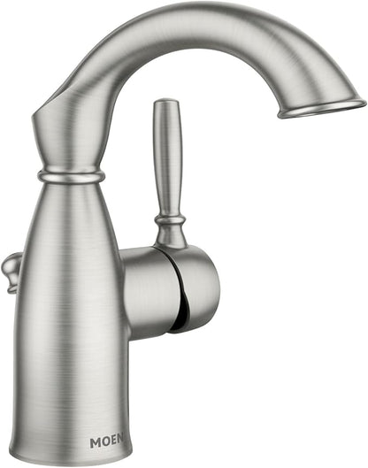 Moen Sarona Spot Resist Brushed Nickel One-Handle Single Hole Rustic Farmhouse Bathroom Sink Faucet with Optional Deckplate, 84144SRN