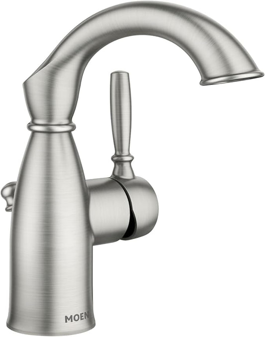 Moen Sarona Spot Resist Brushed Nickel One-Handle Single Hole Rustic Farmhouse Bathroom Sink Faucet with Optional Deckplate, 84144SRN