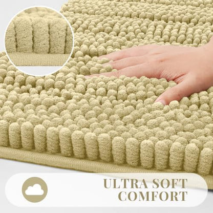 Bcoimo Small Bath Rug Mat,Chenille High Absorbent Beige Bathroom Floor Mats