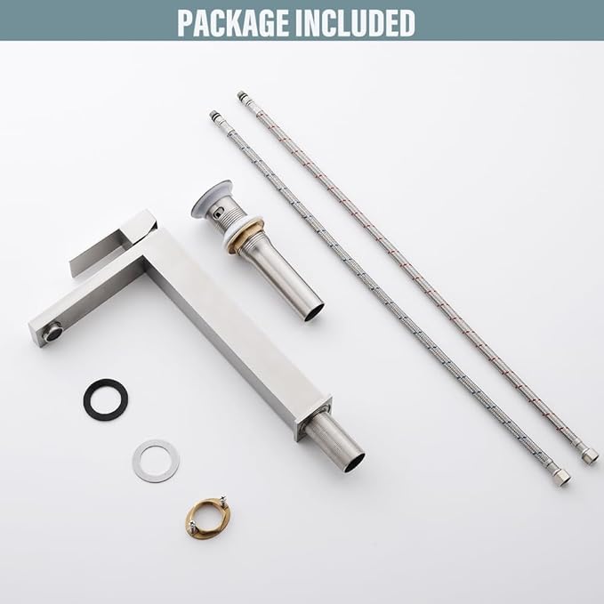 Bathroom Sink Faucet, Brushed Nickel Tall Vessel Sink Faucet, Single Hole Tall Bathroom Faucet Lavatory Vanity Sink Faucet with Pop-up Drain,BF012L