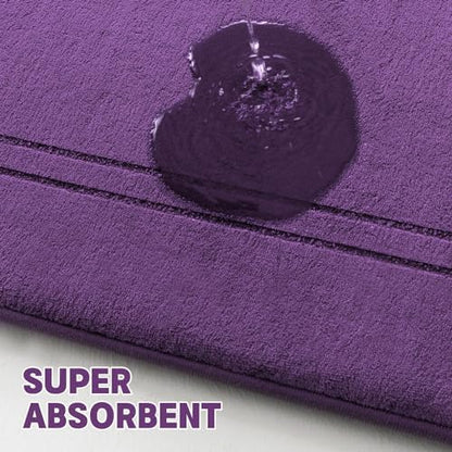 YIHOUSE Purple Memory Foam Bathroom Rug Set - 5 Piece Non Slip Bath Mats, Absorbent & Quick Drying for Bathroom Floor