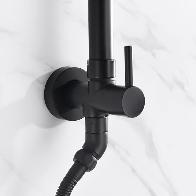 SUMERAIN Black Retrofit Hand Shower System with 9" Rain Shower Head | Brass, Easy DIY Installation for Remodel, Adjustable Slide Bar
