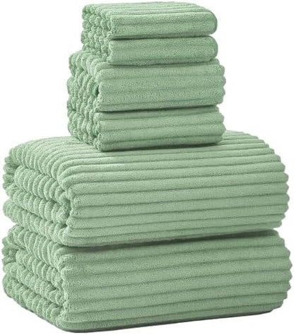 6 PC Bath Towel Set, 40"x80" Oversized Bath Sheets, Sage Green