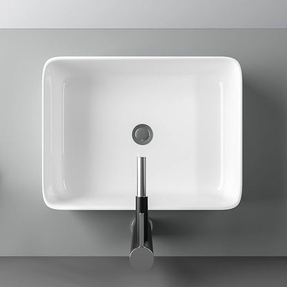 19"x15" Vessel Sink Rectangule Bowl Sinks for Bathrooms White Vessel Sink Above Counter Rectangular Ceramic Vessel Bathroom Sink Porcelain Lavatory Vanity Sink Basin