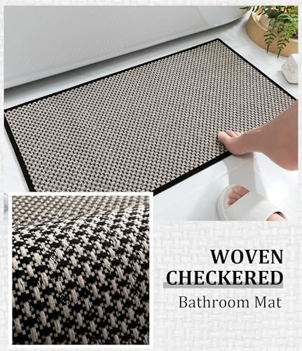 YIHOUSE Black Bathroom Rugs Sets 2 Pieces,Thin Bath Mat Quick Dry