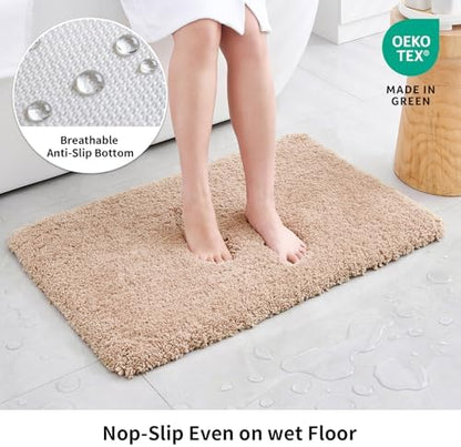 Disolla Beige Bathrom Runner Rug 24x70 - Extra Large Soft Plush Bath Mat, Thick Long Non-Slip Shaggy Floor Mat, Ultra-Absorbent for Master Bathroom Vanity