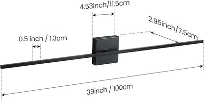 Bathroom Vanity Light Fixtures Over Mirror - 39 Inch Matte Black Vanity Lights for Bathroom 28W 3500K Dimming LED Vanity Light Bar Modern Wall Sconce Lighting for Mural