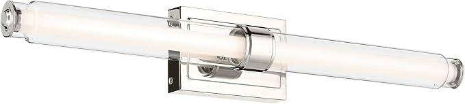 Kichler Laurene LED Linear Vanity Light, Polished Nickel | LED vanity light with clear fluted glass for mirrors, hallways and buffets (31" x 5"), 55239PNLED