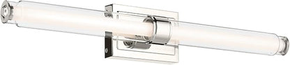 Kichler Laurene LED Linear Vanity Light, Polished Nickel | LED vanity light with clear fluted glass for mirrors, hallways and buffets (31" x 5"), 55239PNLED