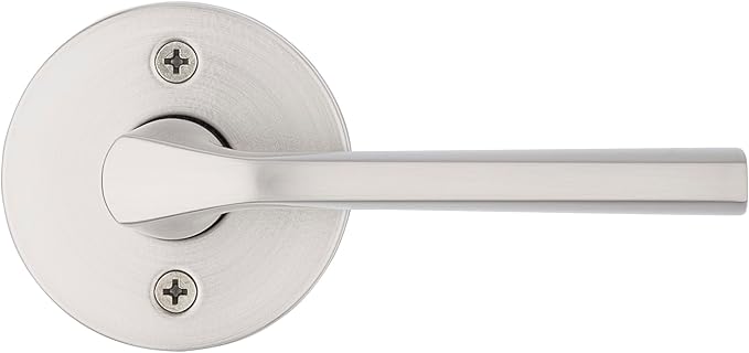 Kwikset Lisbon Dummy Door Handle, Round Single Sided Lever for Closets, French Double Doors, and Pantry, Satin Nickel Non-Turning Reversible Interior Push/Pull Lever, with Microban Protection