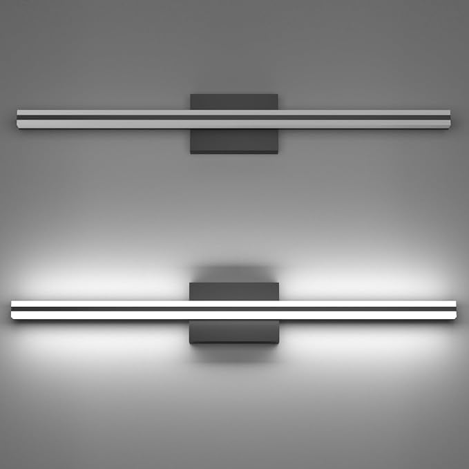 SOLFART Vanity Lights for Bathroom 31.8 Inch Dimmable Matte Black Modern Bathroom Light Fixtures 20W 5CCT LED Lights