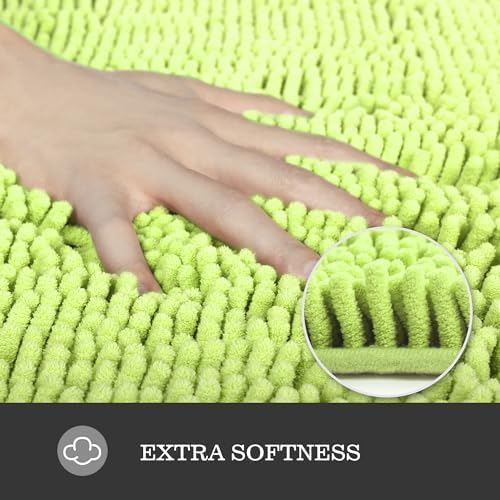 Yeaban Chenille Apple Green Bathroom Runner Rug 24"x72"