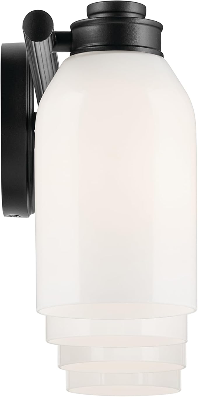 Kichler Shae 32.25" 4-Light Vanity Light with White Opal Glass in Black, for Bathroom Vanity, Powder Room, Over a Mirror, (32.25" W x 9" H), 55203BK