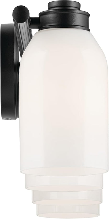 Kichler Shae 32.25" 4-Light Vanity Light with White Opal Glass in Black, for Bathroom Vanity, Powder Room, Over a Mirror, (32.25" W x 9" H), 55203BK