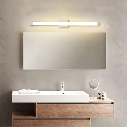 LED Bathroom Vanity Light Fixtures 33.5in Brushed Nickel,Dimmable18W 4000K Natural White Square Wall Fixture, Modern Lighting for Over Mirror, Damp Rated