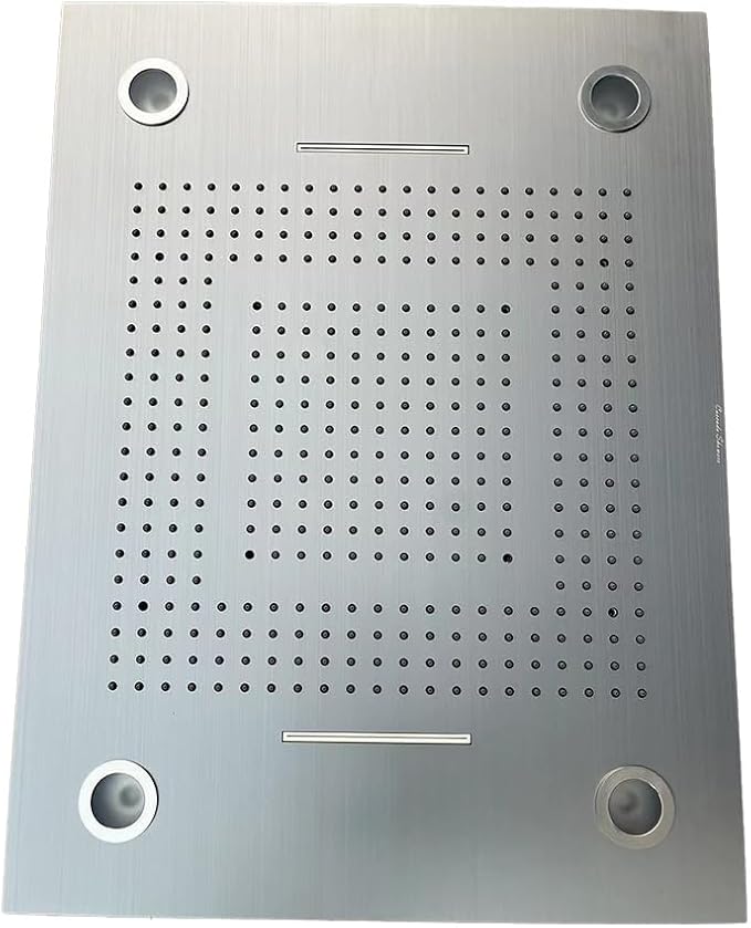 Cascada Classic Design 23”x31” large recessed LED rain shower head w/3 modes (Rain+ Water Curtain + Waterfall)(NON Music, Brushed Nickel)