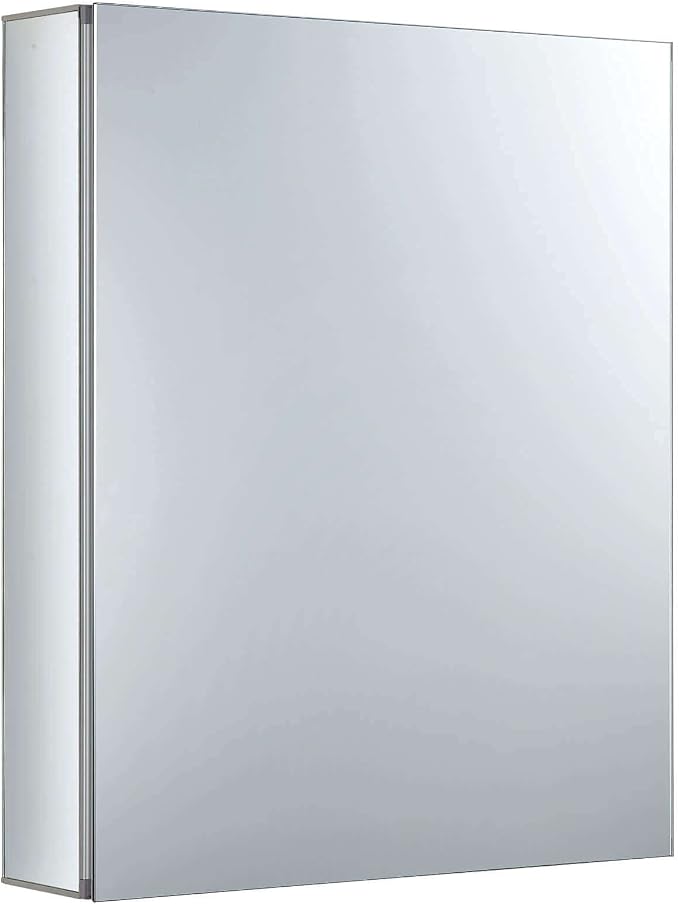 Bathroom Medicine Cabinet, Aluminum, Recessed/Surface Mount, 20" x 24", Right/Left Hinged, Mirrored Interior