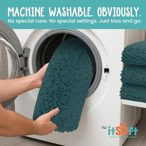 Chenille Bath Mats 47"x21", Plush Absorbent Quick Dry, Soft & Machine Washable, Non Slip Carpet for Bathroom, Thick Bathroom Rugs, Shower Restroom Rug Mat, Alfombras De Bano, Bathrugs