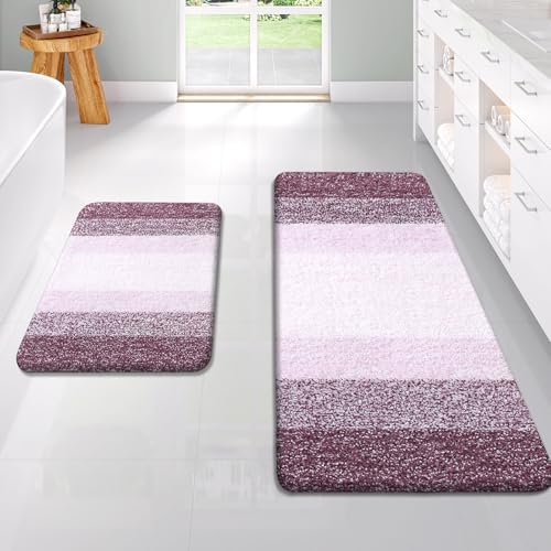 OLANLY Micorfiber Bathroom Rug Set 2 Piece, 47"x20"+24"x16"