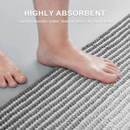 BSICPRO Bathroom Rugs Sets 2 Piece, 32"x20" + U-Shaped 24"x20", Gray