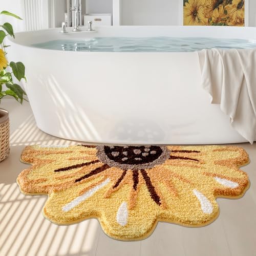 LUMI Floral Bathroom Rug, Absorbent Non Slip Bath Mat, 20"x36"