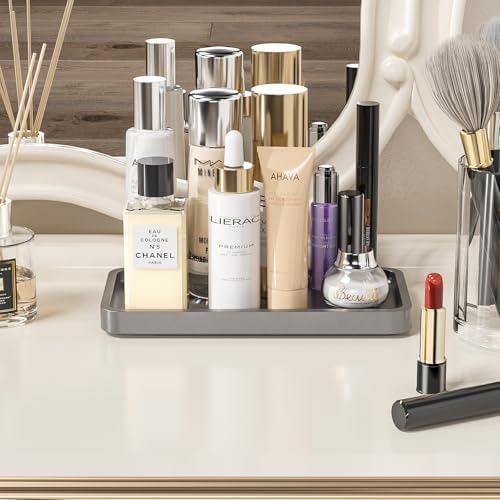 Weenson Bamboo Bathroom Vanity Tray, Decor, Silver, 7.9" x 4" x 0.8"