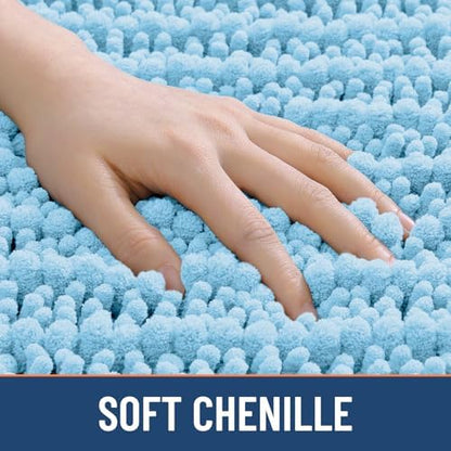 Smiry Bathroom Rugs 30X20, Extra Soft Rubber Backing Chenille Bath Mats