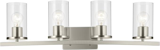 Kichler Crosby 31.25" 4-Light Vanity Light with Clear Glass in Brushed Nickel, for Bathroom, (31.25 x 8.75), 45498NICLR