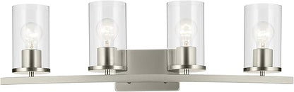Kichler Crosby 31.25" 4-Light Vanity Light with Clear Glass in Brushed Nickel, for Bathroom, (31.25 x 8.75), 45498NICLR