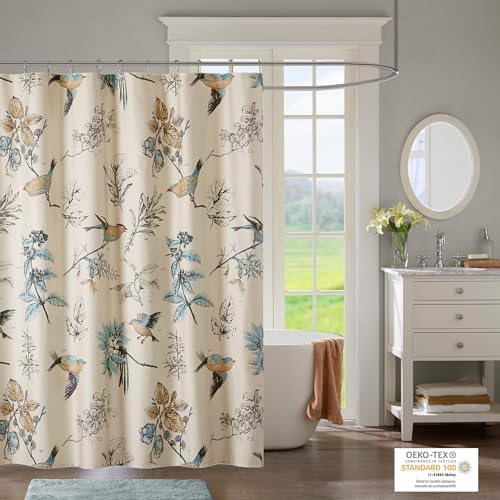 Madison Park Farmhouse Cotton Shower Curtain, 72"x72", Khaki