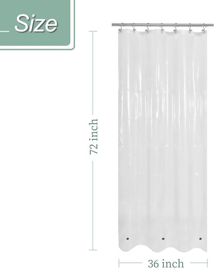 Mrs Awesome Stall Shower Curtain Liner 36x72, Clear | 3 Bottom Magnets,7 Rustproof Grommets,PEVA Plastic Shower Liner for Bathroom Lightweight & Waterproof, 36 x 72