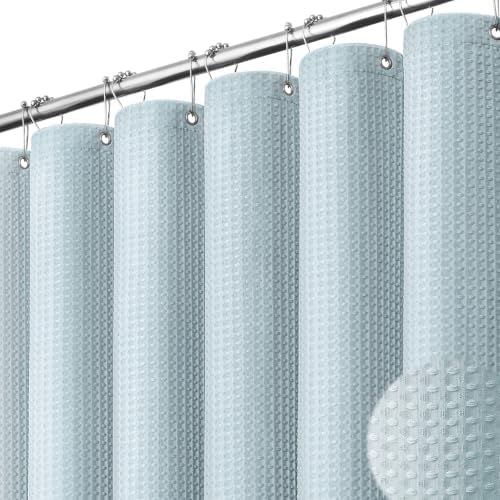 Dynamene Stall Waffle Shower Curtain 256 GSM Heavy Fabric 54x72 Fog Blue