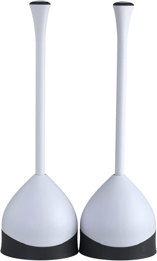 Clorox Toilet Plunger with Hideaway Caddy,– for Bathroom Organization and Storage,Bathroom Accessories,Toilet Unclogger,with Holder,White,(Pack of 12)