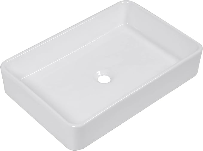 Vessel Sink Bathroom 24”x16” White Rectangle Vanity Sink for Bathroom Modern Ceramic Porcelain Bathroom Sinks above Counter Art Basin