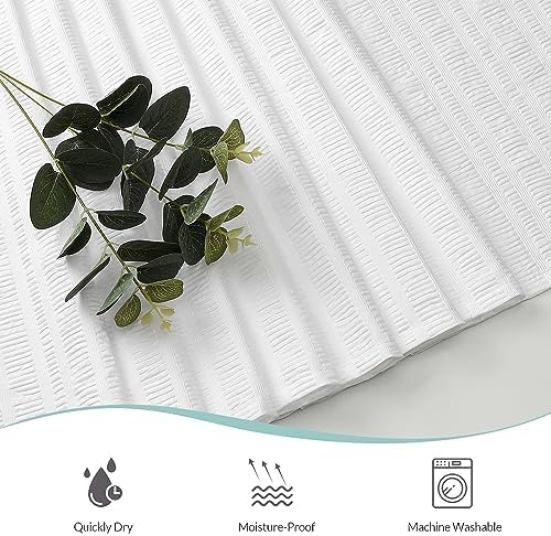Aiyufeng Moga White Fabric Shower Curtain 90 Inch Extra Long for Bathroom