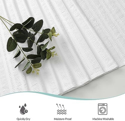 Aiyufeng Moga White Fabric Shower Curtain 90 Inch Extra Long for Bathroom