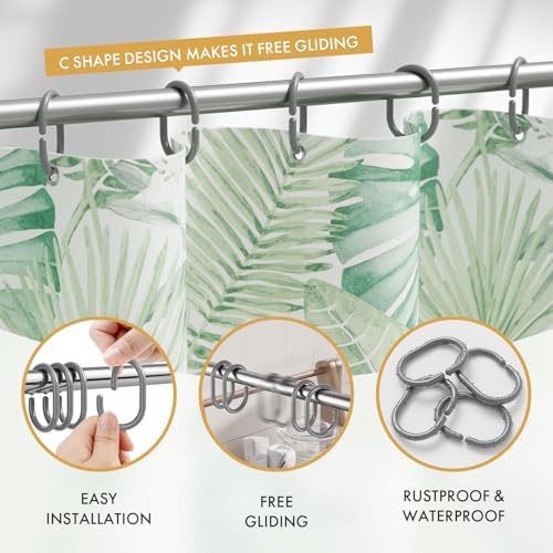Amazer Grey Shower Curtain Hooks Rings, 24 Pcs Plastic Shower Curtain Rings, Plastic Shower Curtain Hooks for Bathroom Shower Rod, Grey Shower Hooks for Bathroom