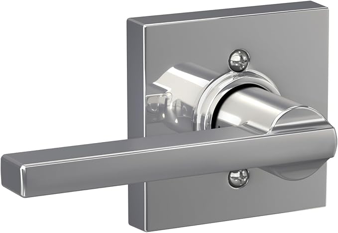 Schlage F10 LAT 625 COL Latitude Lever with Collins Trim Hall & Closet Passage Door Lock, Bright Chrome